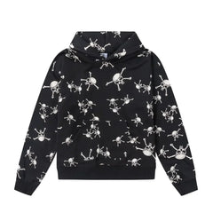Saint Michael All-Over Skull Print Hoodie - Black