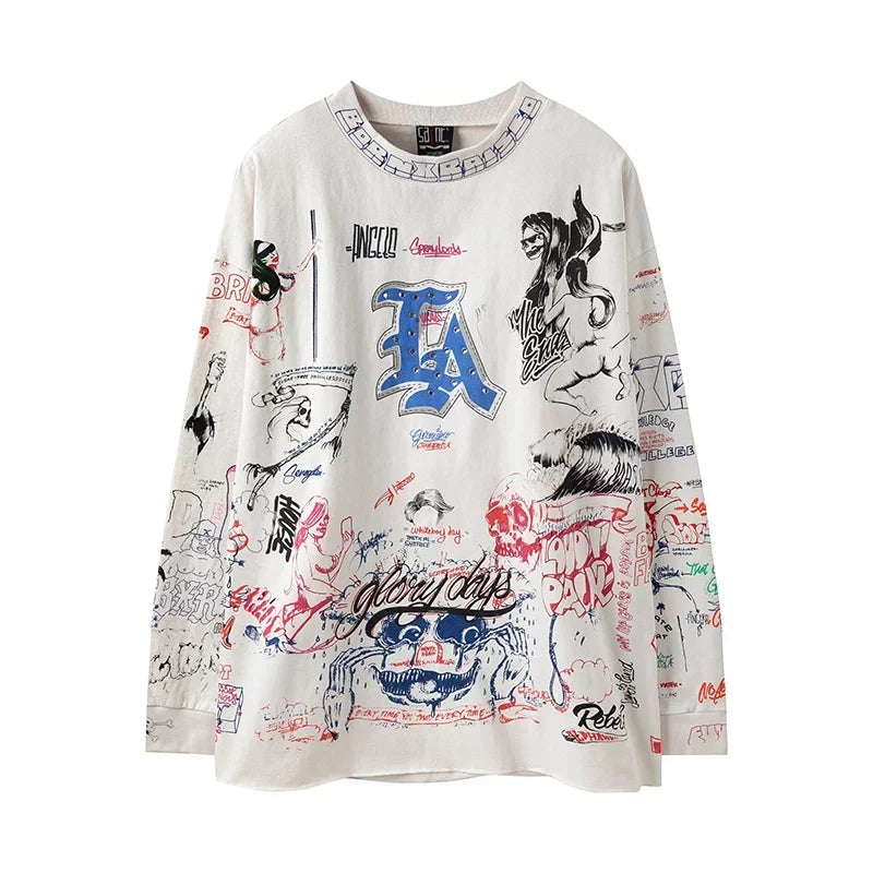 Saint Michael "LA" Graffiti All-Over Print Long Sleeve - Off-White